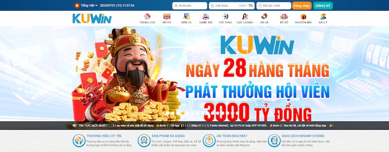 Thao tác đăng nhập Kuwin